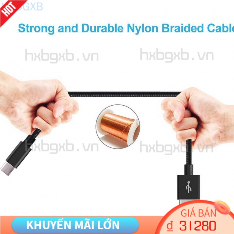 Dây cáp sạc nhanh Hxbg 1 / 2 / 3 mét Type C cho Samsung Galaxy S9 S8 Plus Note 8