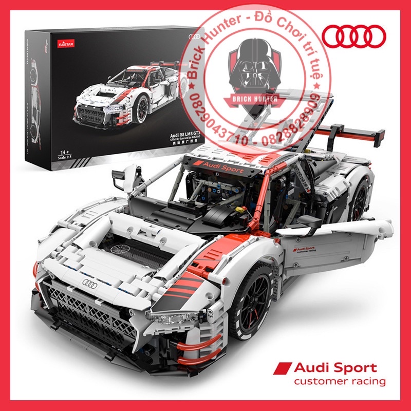 Rastar Technic Supercar Audi R8 LMS GT3 Bộ đồ chơi lắp ráp mô hình siêu xe thể thao tỷ lệ 1:8