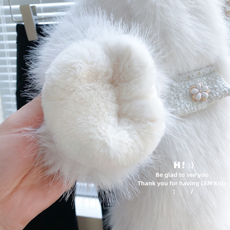 Áo Khoác Lông Giả Lông Thú Lót Lông Nhung Mềm , Ấm Áp Cho Bé Gái