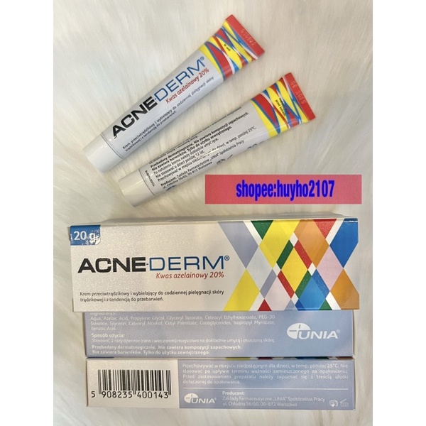 Kem Acne Derm Axit Azelaic 20% Giảm Mụn Làm Trắng Da .