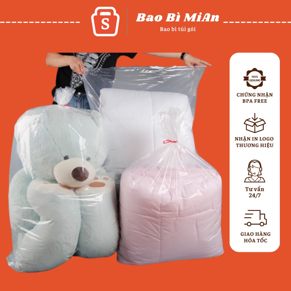 Túi bóng kính loại đẹp nhiều kích thước, Túi nilon bóng kính chuyên dụng đựng đồ chất liệu pa/Pe dày