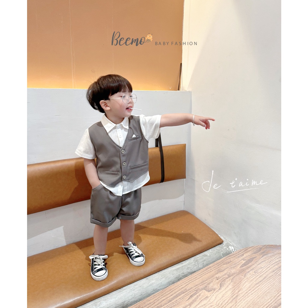 Set sơ mi gile công tử Beemo cho bé trai