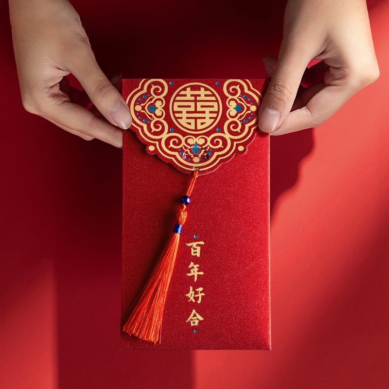 Bao Lì Xì Năm Mới 2023 Đính Tua Rua Màu Đỏ Lấp Lánh Sang Trọng