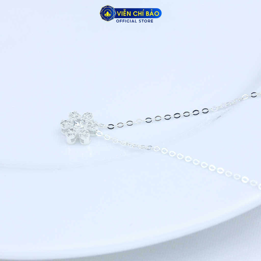 Dây chuyền hoa 6 cánh đính đá chất liệu bạc 925 thời trang phụ kiện trang sức nữ Viễn Chí Bảo D400811