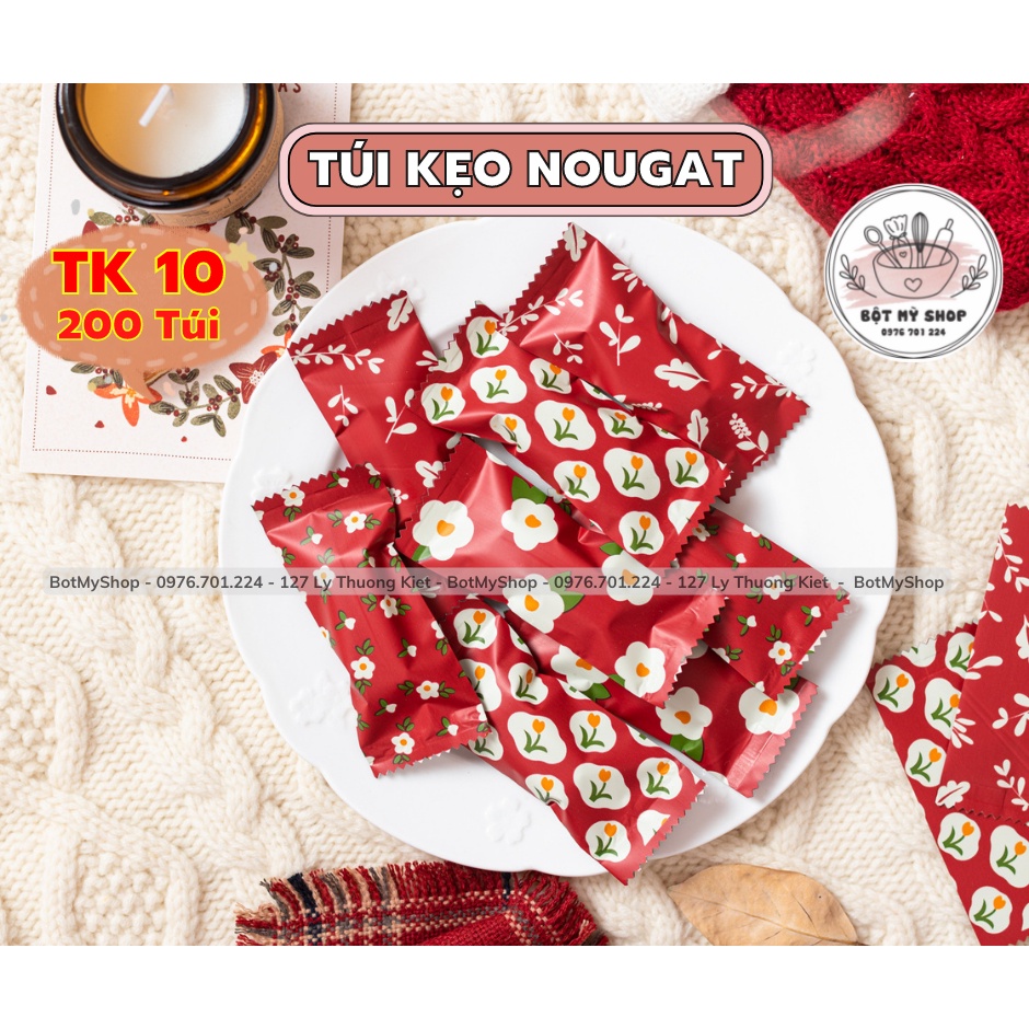 200 Túi kẹo Nougat Hoa đỏ Tk10