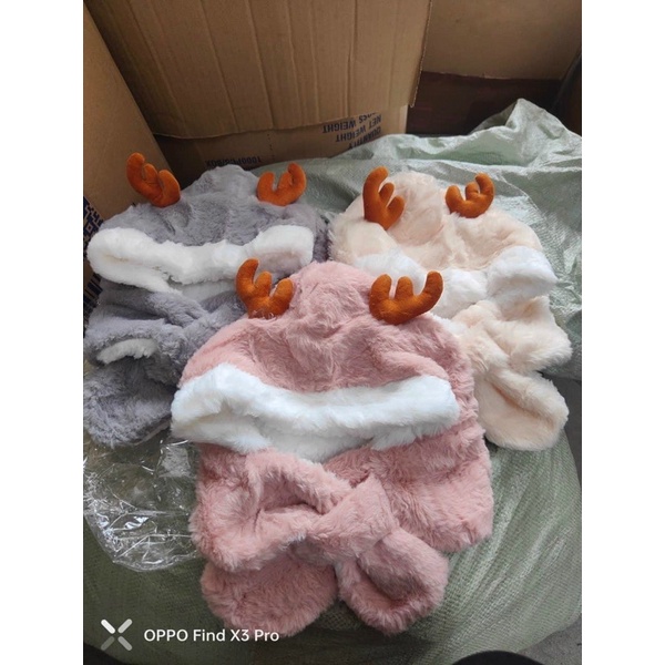 mũ lông sừng hươu siêu xinh cho bé