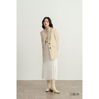 Chân váy dập ly lụa vân cạp cao COEUR