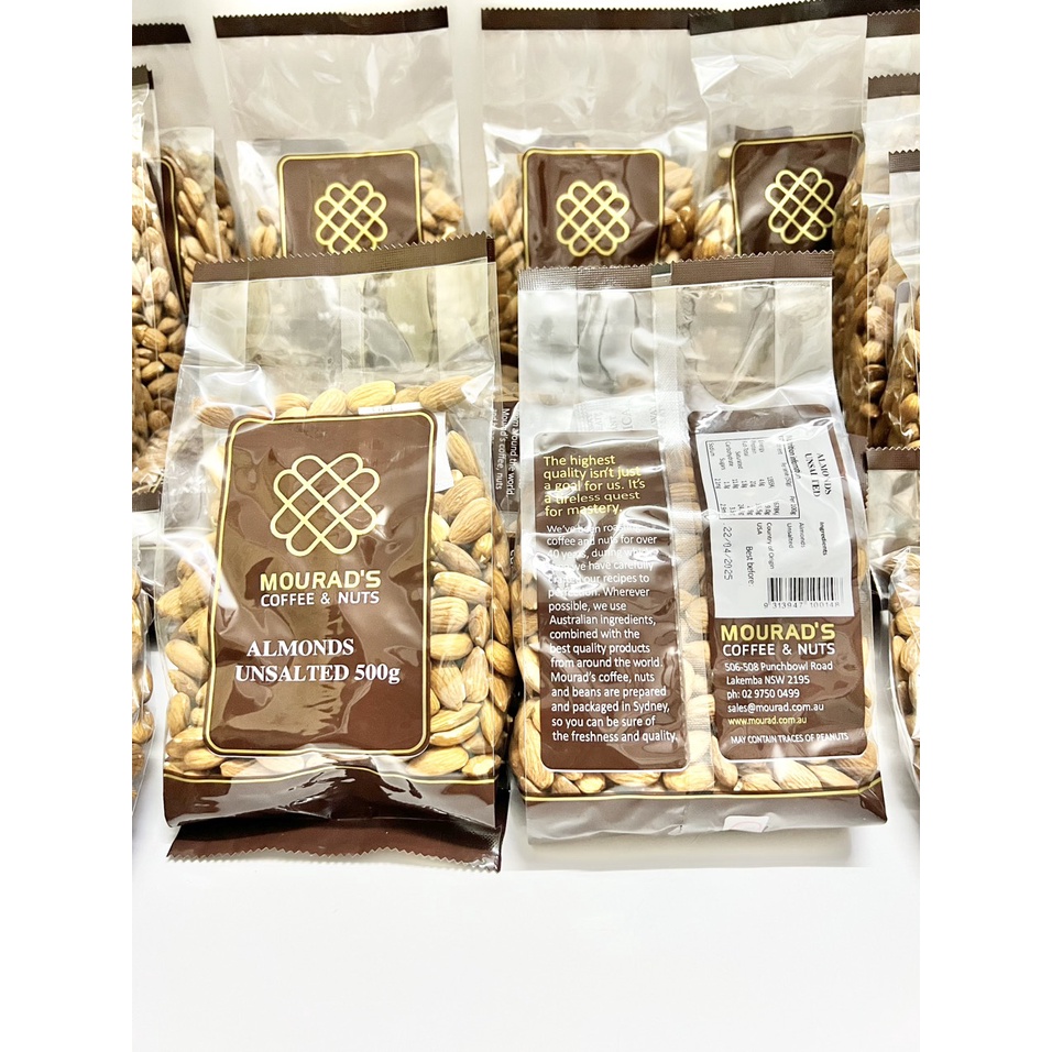 Hạt hạnh nhân sấy chín, bóc, tách vỏ, sấy khô, nguyên vị, mourad, ÚC 500g