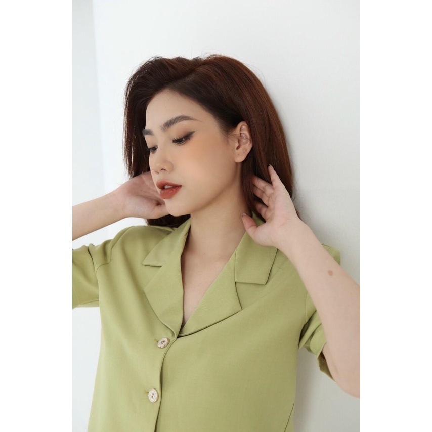 Áo Croptop nữ,Áo croptop kiểu cổ vest CT JEAN