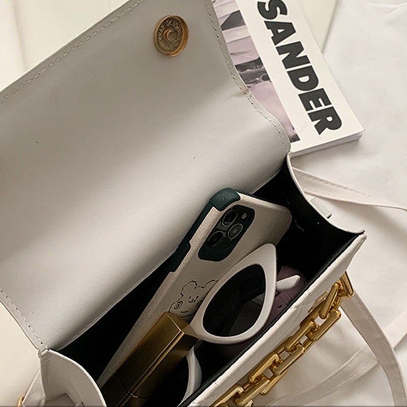 Mischa Túi Đeo Vai Hình Vuông Cỡ Nhỏ Bằng Da PU Màu Trơn Phong Cách Phương Tây Thời Trang