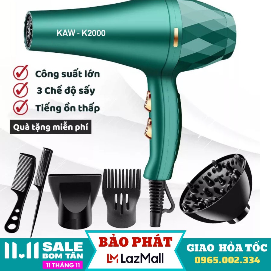 Máy sấy tóc kaw công suất 2500w, sấy nhanh khô bảo hành 12 tháng