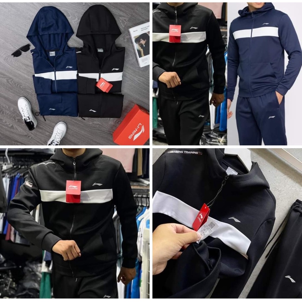 set bộ nỉ thể thao có mũ Nam thương hiệu Li - ning mới nhất năm 2023 Mùa đông Mùa đông