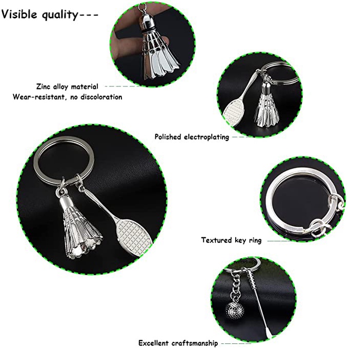 1 Móc Khóa Kim Loại Hình Quả Cầu Lông