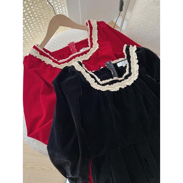 Váy nhung - Váy dự tiệc phong cách tiểu thư vừa nhẹ nhàng vừa tôn dáng, Phù hợp cho mùa Tết và Noel sắp tới HK Shop9720