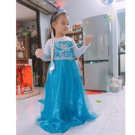 🍄   Váy Đầm Công Chúa Elsa + Tà Dài Dài Chạm Đất