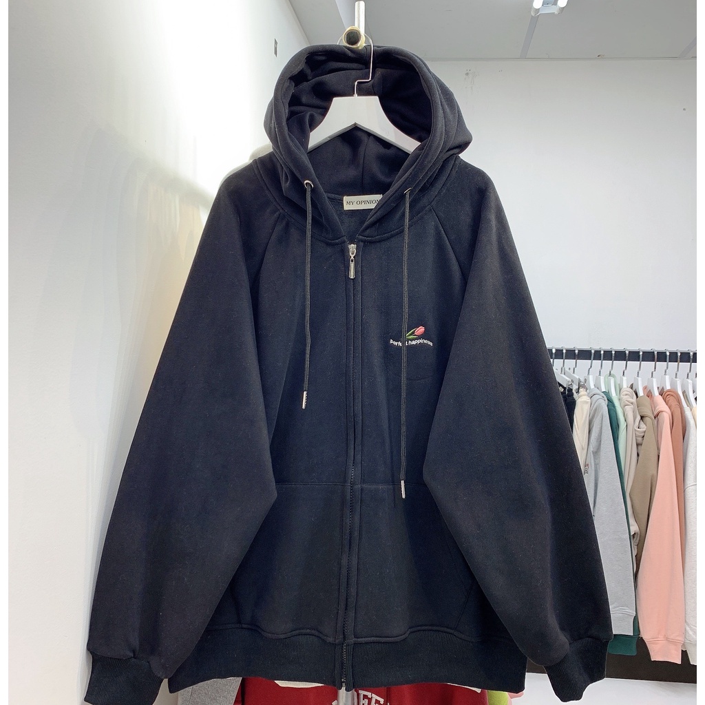 Áo Hoodie Zip Mon Chất Vải Nỉ Nhung Thêu Hoa Tulip SS0816