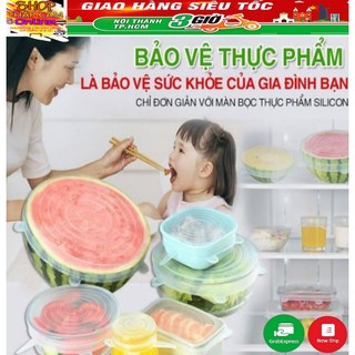 Bộ 6 nắp đậy silicon co giãn nhiều size bảo quản thực phẩm thức ăn