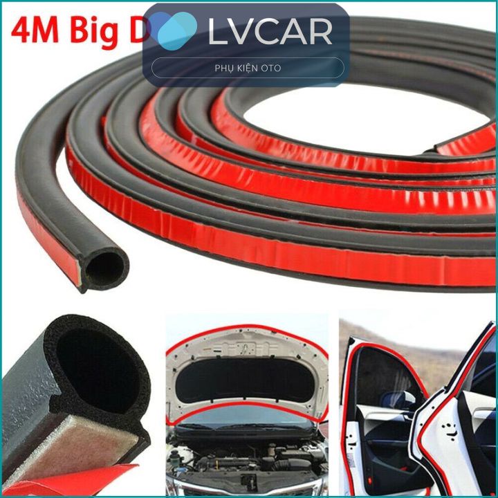 1M Gioăng D cao su chống ồn dán viền xe ô tô tránh bám bụi size lớn