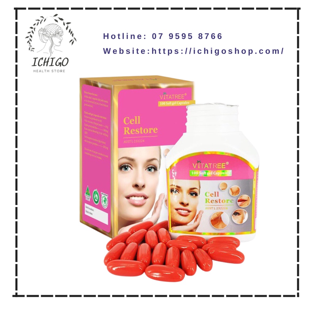 Viên Uống Phục Hồi Tế Bào Gốc , Tái Tạo Da Vitatree Cell Restore 100 Viên