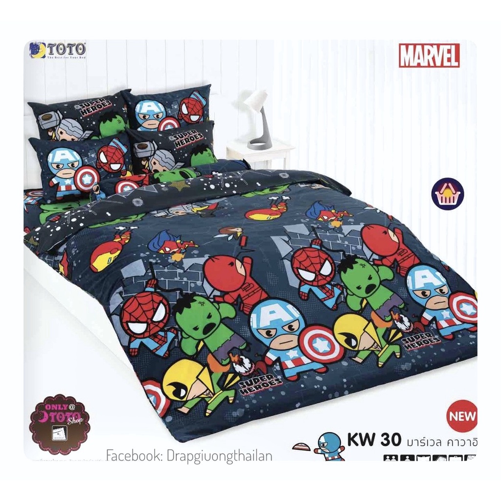 Drap cotton cao cấp hiệu TOTO BED  - Hàng nhập chính hãng Thái Lan - The Marvel - 1mx2m không mền