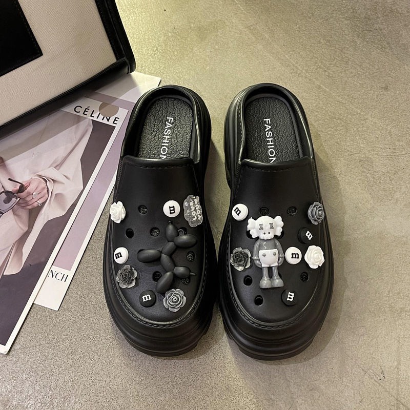 Dép Cross kèm charm đế cao 6cm siêu dễ thương cực êm chân