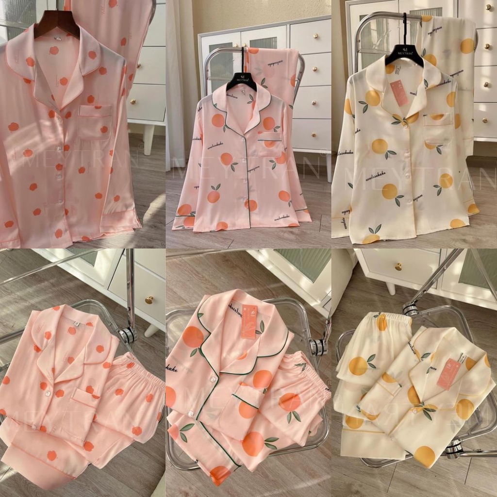 TỔNG HỢP BỘ ĐỒ NGỦ PYJAMA LỤA TAY DÀI QUẦN DÀI CÁC HỌA TIẾT DỄ THƯƠNG MÁT MỊN CAO CẤP MEY TRẦN