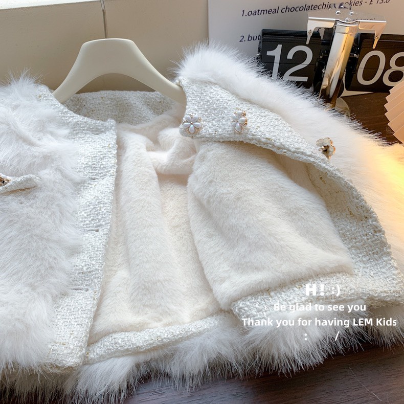 Áo Khoác Lông Giả Lông Thú Lót Lông Nhung Mềm , Ấm Áp Cho Bé Gái