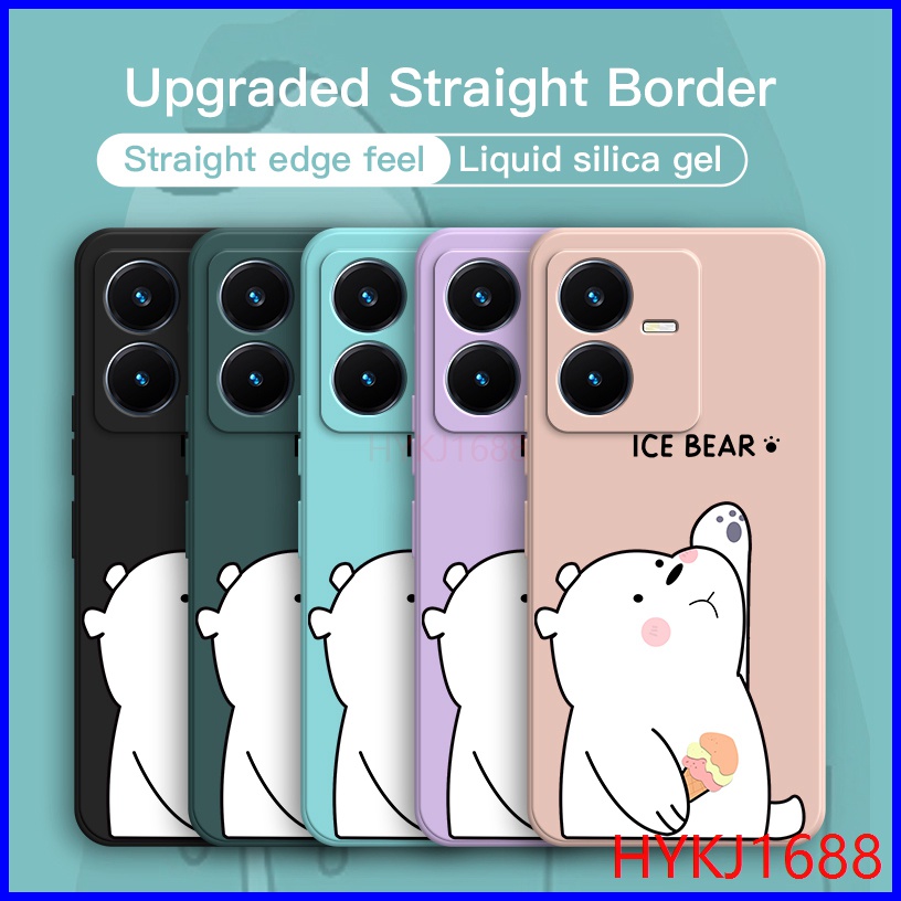 Ốp lưng Vivo Y22S Ốp Điện Thoại tpu Silicon Hình Gấu Và Mũ Cho Vivo Y22 Y22S 2022 HBX
