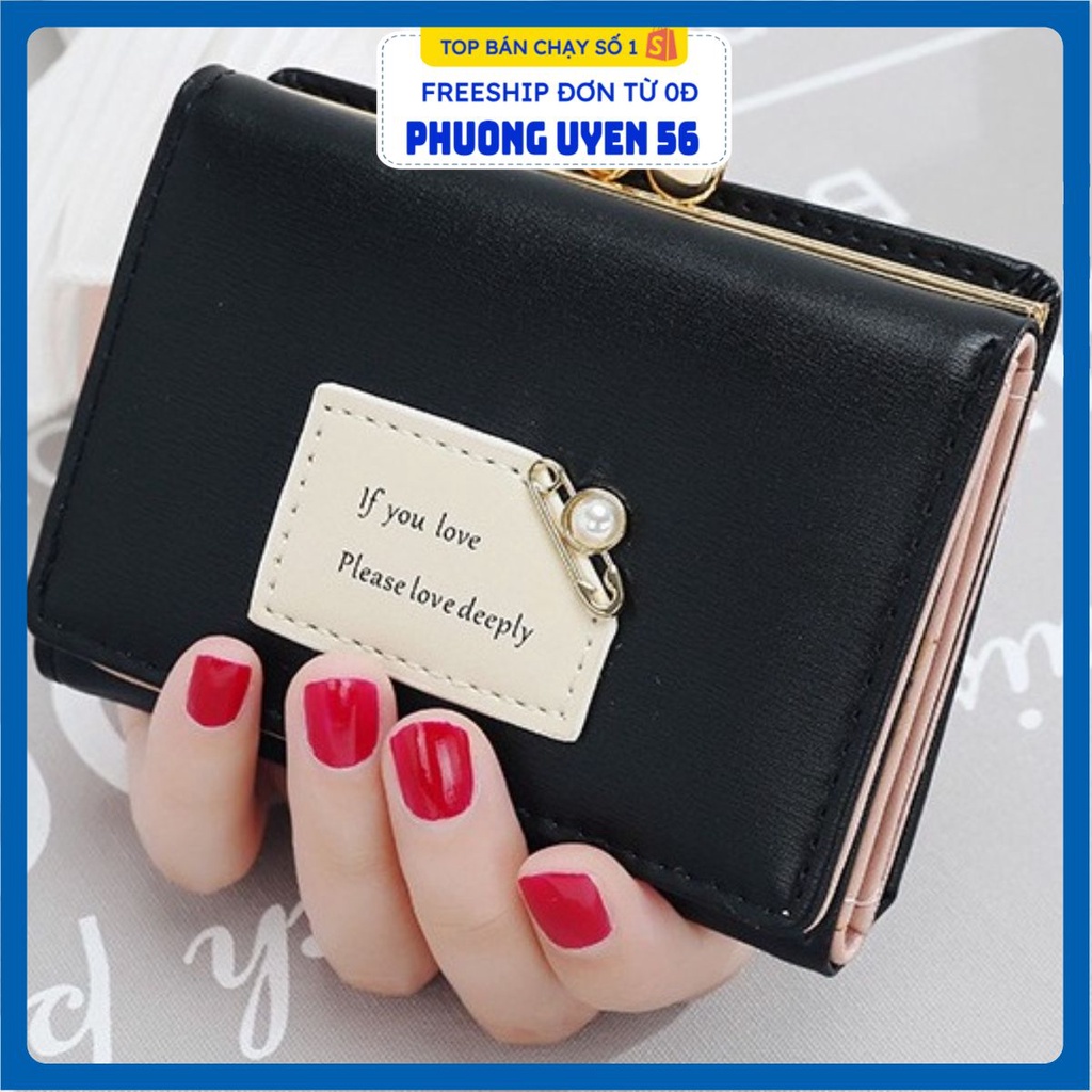 Ví Nữ Đựng Tiền IF YOU LOVE Gấp 3 Nhỏ Gọn Xinh Xắn Chất Da PU Mềm Mại Nhiều Ngăn Đựng Tiền Thẻ Hàng Hiệu Chính Hãng cK-1