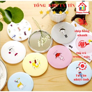 Gương trang điểm bỏ túi loại mini, gương cầm tay nhỏ xinh xinh bỏ túi Happy Home
