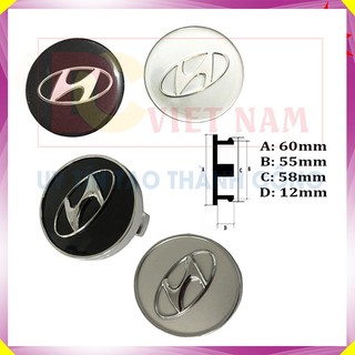 Biểu Tượng Logo Hyundai chụp mâm, vành, bánh xe kích thước 60mm - 3 màu - Mã sản phẩm HY-60