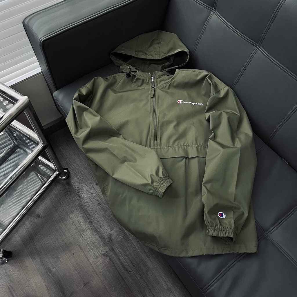 Áo Gió Half Zip Champion, Chất Polyster siêu Dày Dặn Unisex Nam/Nữ