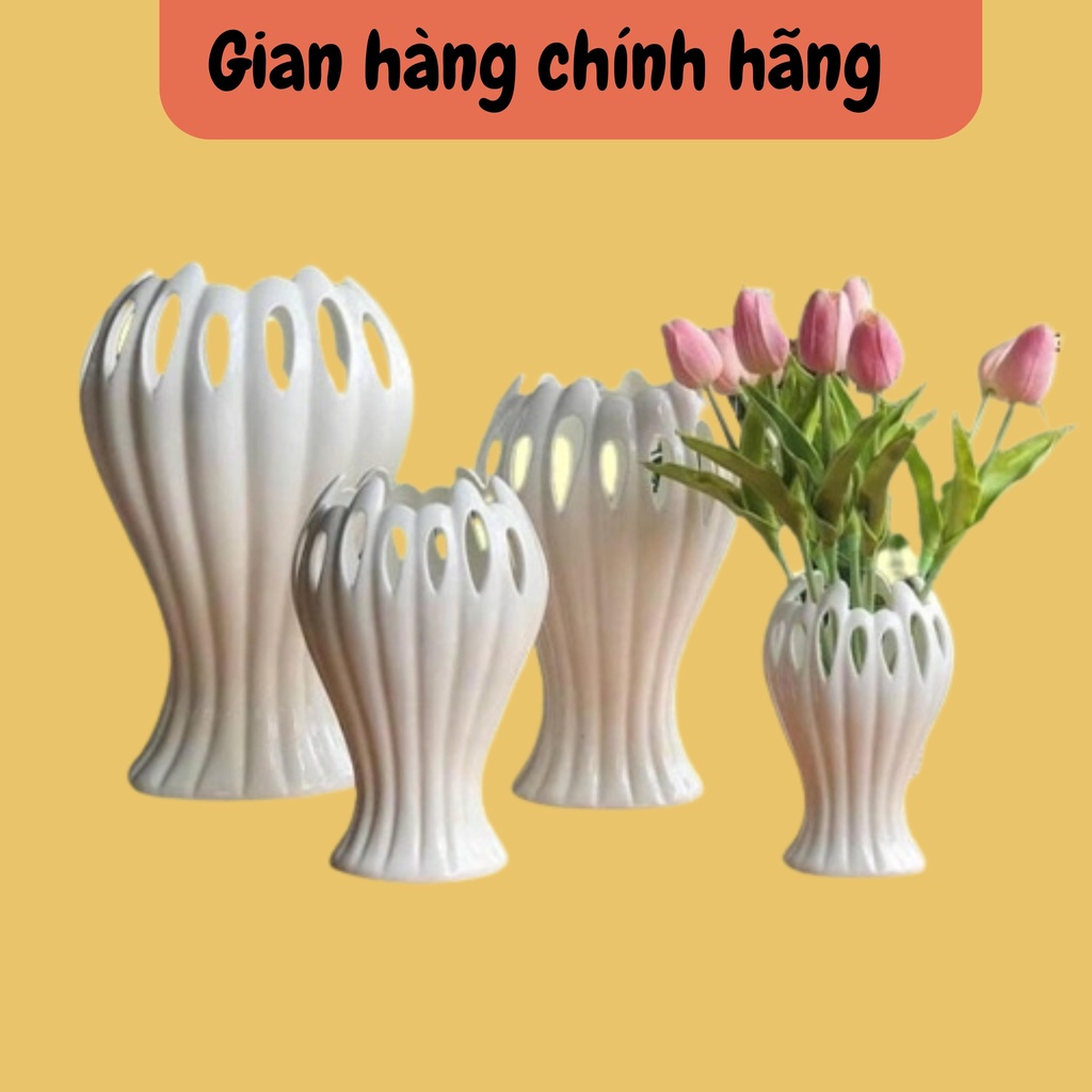 LỌ HOA BÀN TAY PHẬT MEN TRẮNG giúp chưng hoa ngày Tết tròn đẹp-GỐM BÁT TRÀNG