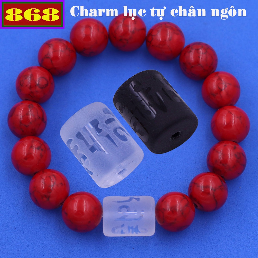 Vòng chuỗi đeo tay đá San Hô Đỏ Đại minh chân ngôn 8/10/12/14 mm - Chuỗi đá Phong thủy Bình an - Hợp mệnh Hỏa, Thổ