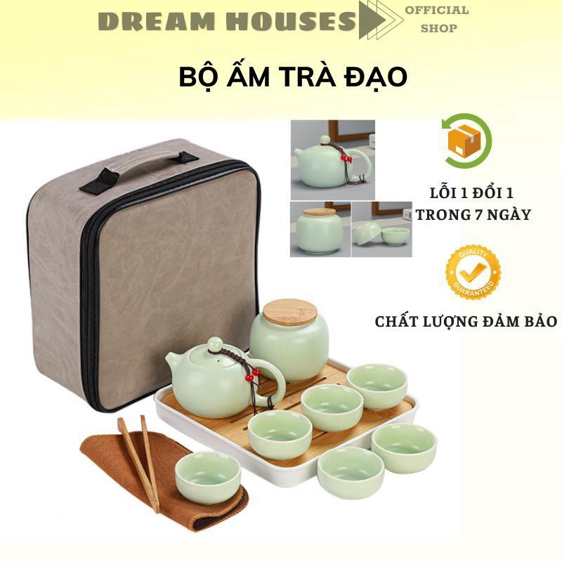 Bộ ấm trà đạo sang trọng - bộ ấm chén gốm sứ tử sa - 6 chén