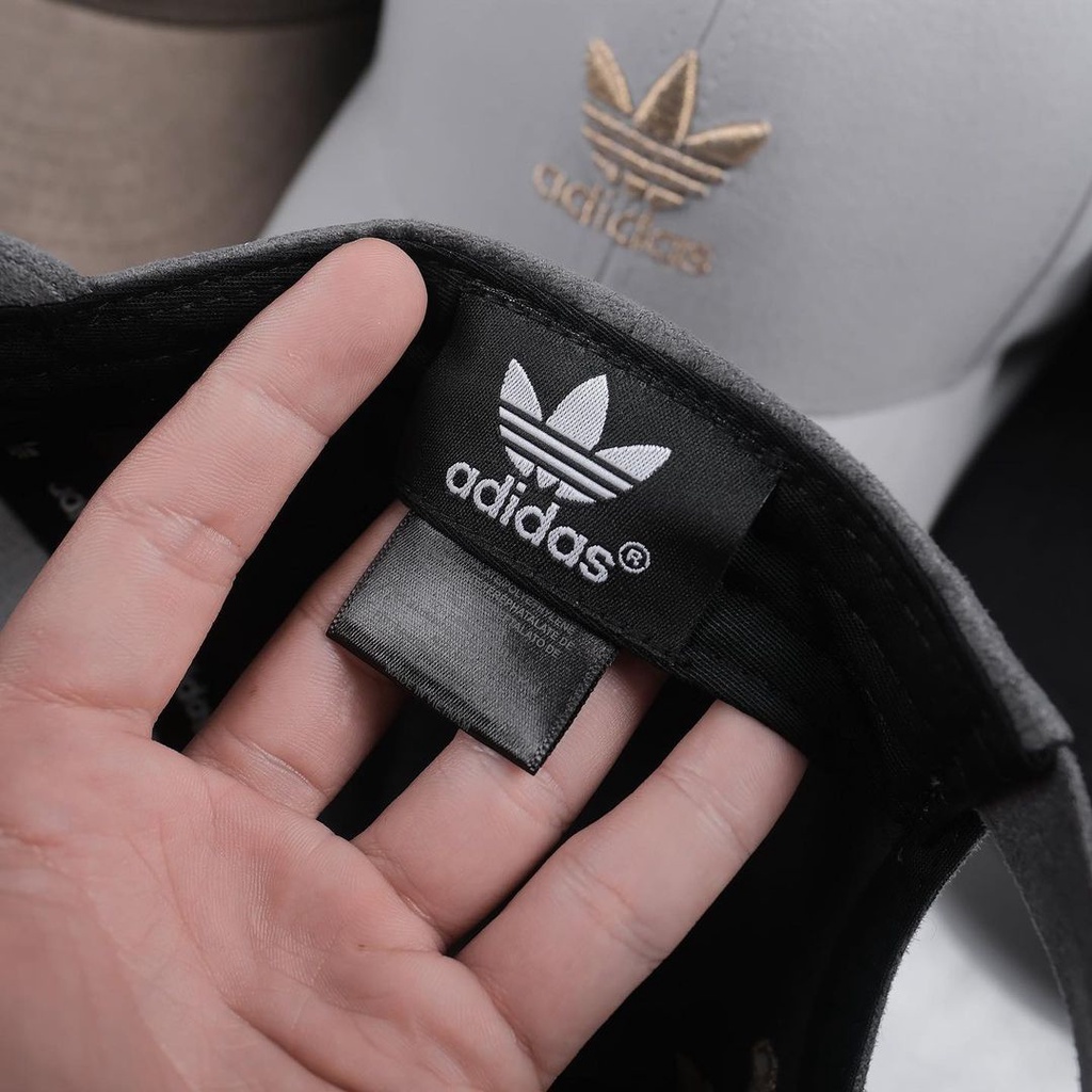 Mũ lưỡi trai nam nữ thương hiệu Adida chất liệu da lộn logo thêu