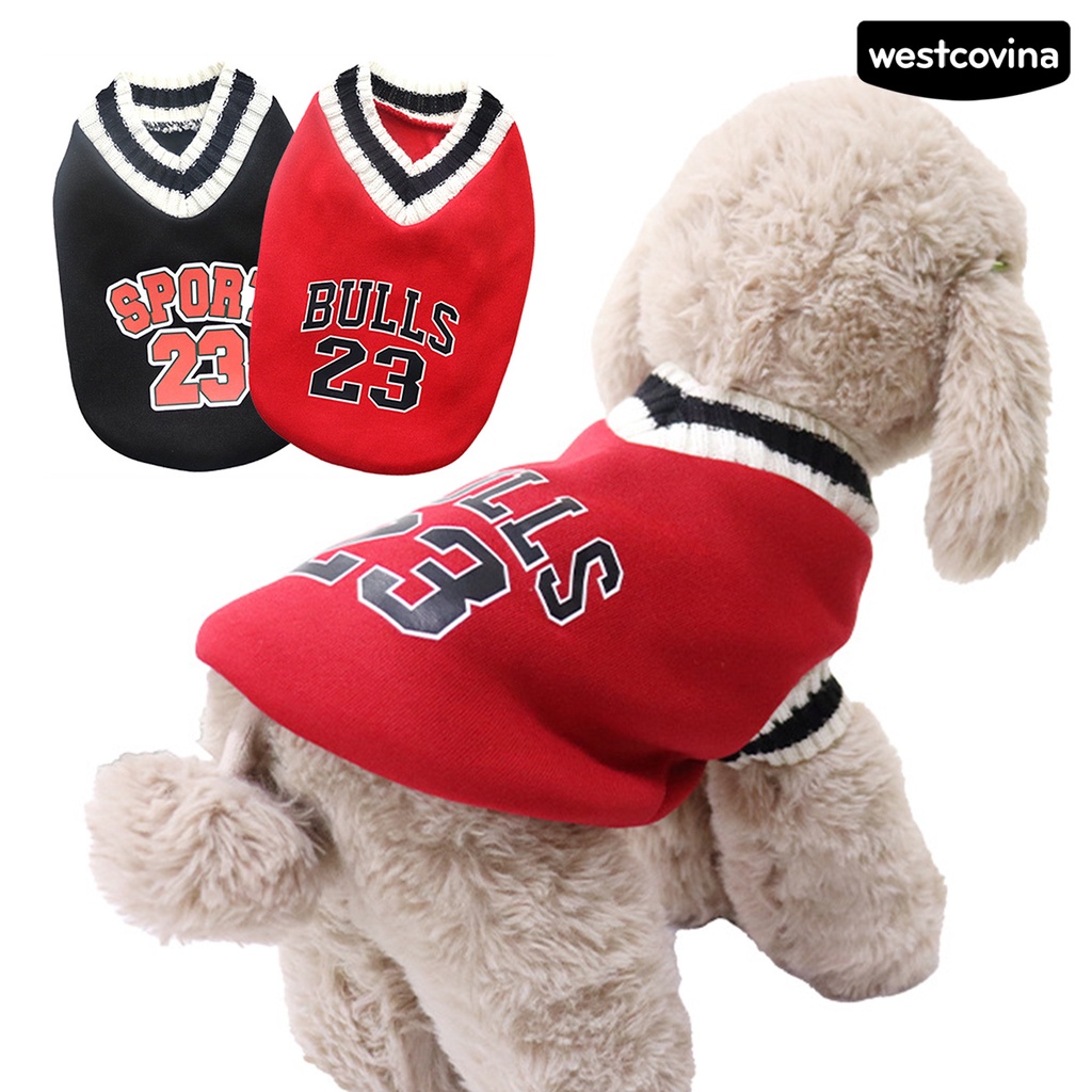 [COD]♘Áo Nỉ Mềm Mại Cổ Chữ V Thoải Mái In Họa Tiết Chữ Thời Trang Mùa Đông Cho Thú Cưng