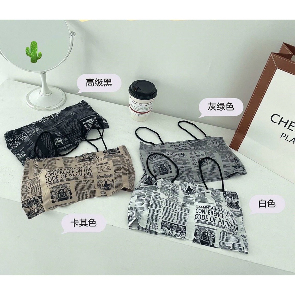 Áo 2 dây kiểu tờ báo dáng ngắn bra cực hot