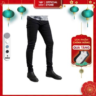 Quần jean dáng slimfit nam form skinny trơn  Hàng Xuất Khẩu LEBRO Quần bò nam co giãn đen xanh L026
