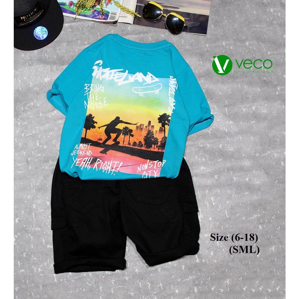 Set kaki bé trai Free Style màu xanh, trắng cho bé đi tiệc, đi chơi, đi học size 18-50Kg Shushibaby
