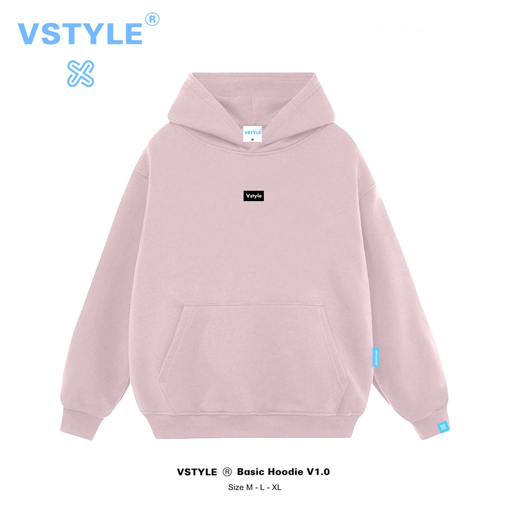 (FULL BOX) Áo Hoodie Basic Logo Vstyle Unisex LocalBrand - Hồng