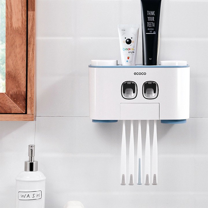 Bộ Nhả Kem Đôi ECOCO Đựng Đồ Nhà Tắm, Treo Bàn Chải Và Cốc Đánh Răng ZA51