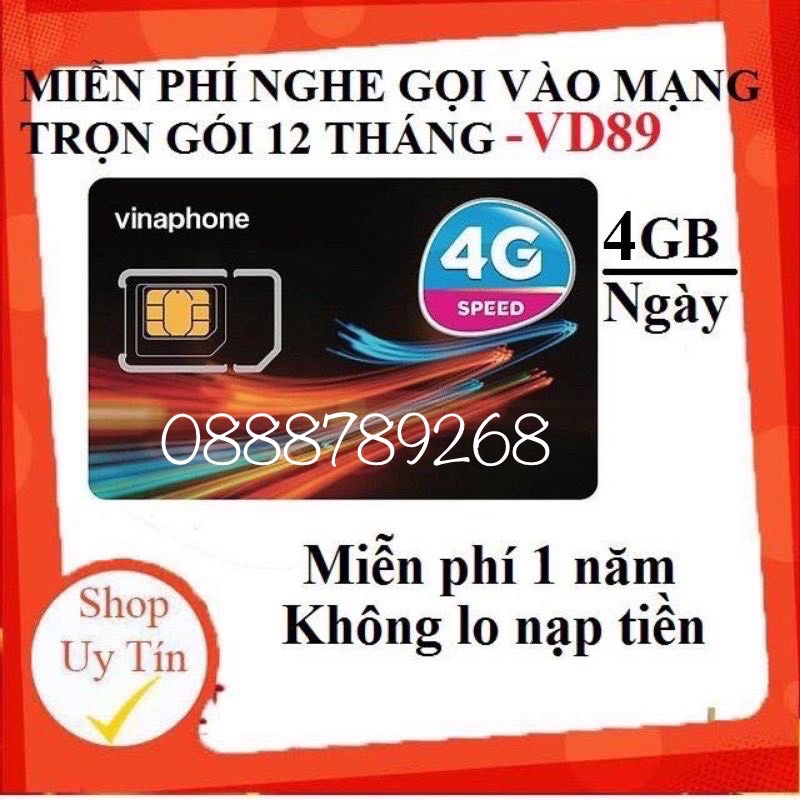 Sim 4G Vinaphone D159V 6G/ngay, D89Y 3G/ngày miễn phí tháng đầu 89p ngoại mạng