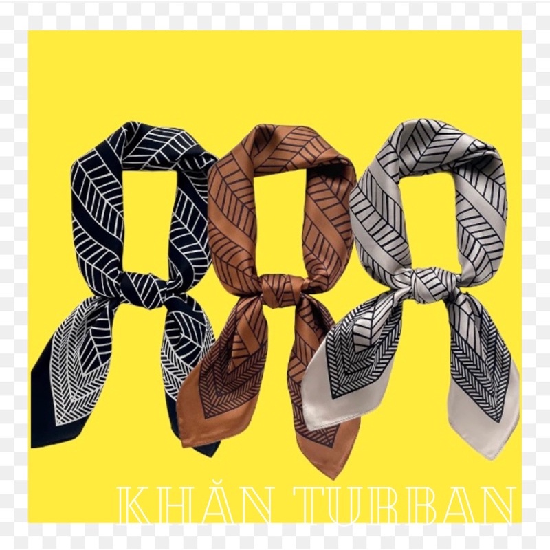 Khăn turban lụa vuông cao cấp choàng cổ size 70x70cm thanh lịch đa năng dùng làm áo yếm in hoạ tiết đối xứng