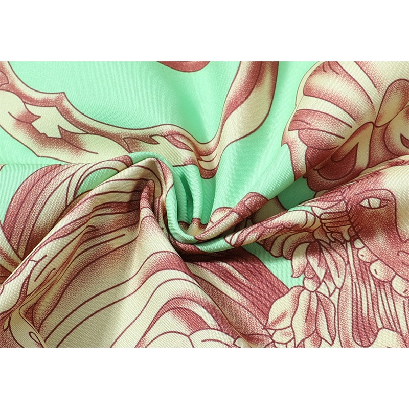 Versac * * Áo Sơ Mi Vải Tay Ngắn Nền Xanh Lá Tương Phản In Biểu Tượng Đôi Mắt Cao Cấp Thân Thiện Với Da