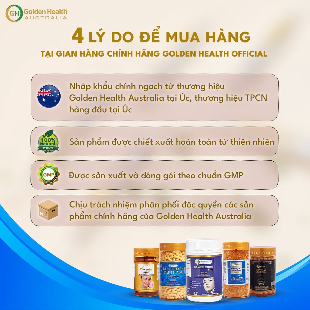 Viên uống đẹp da Bio-Marine Collagen Plus Golden Health Australia hộp 100 viên