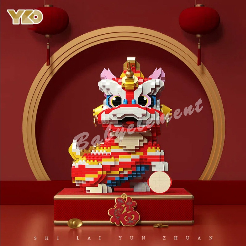 Micro Hạt ChinaTrend Sư Tử Đỏ Khối Xây Dựng Sư Tử Vàng Sư Tử Đen Năm Mới Mô Hình Sáng Tạo Đồ Trang Trí Đồ Chơi Quà Tặng