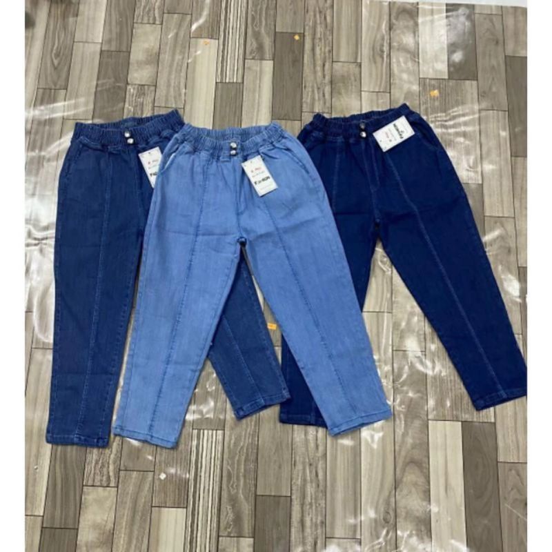 quần baggy jean nữ 9 tấc lưng thun co dãn thoải mái bigsize 70-90kg