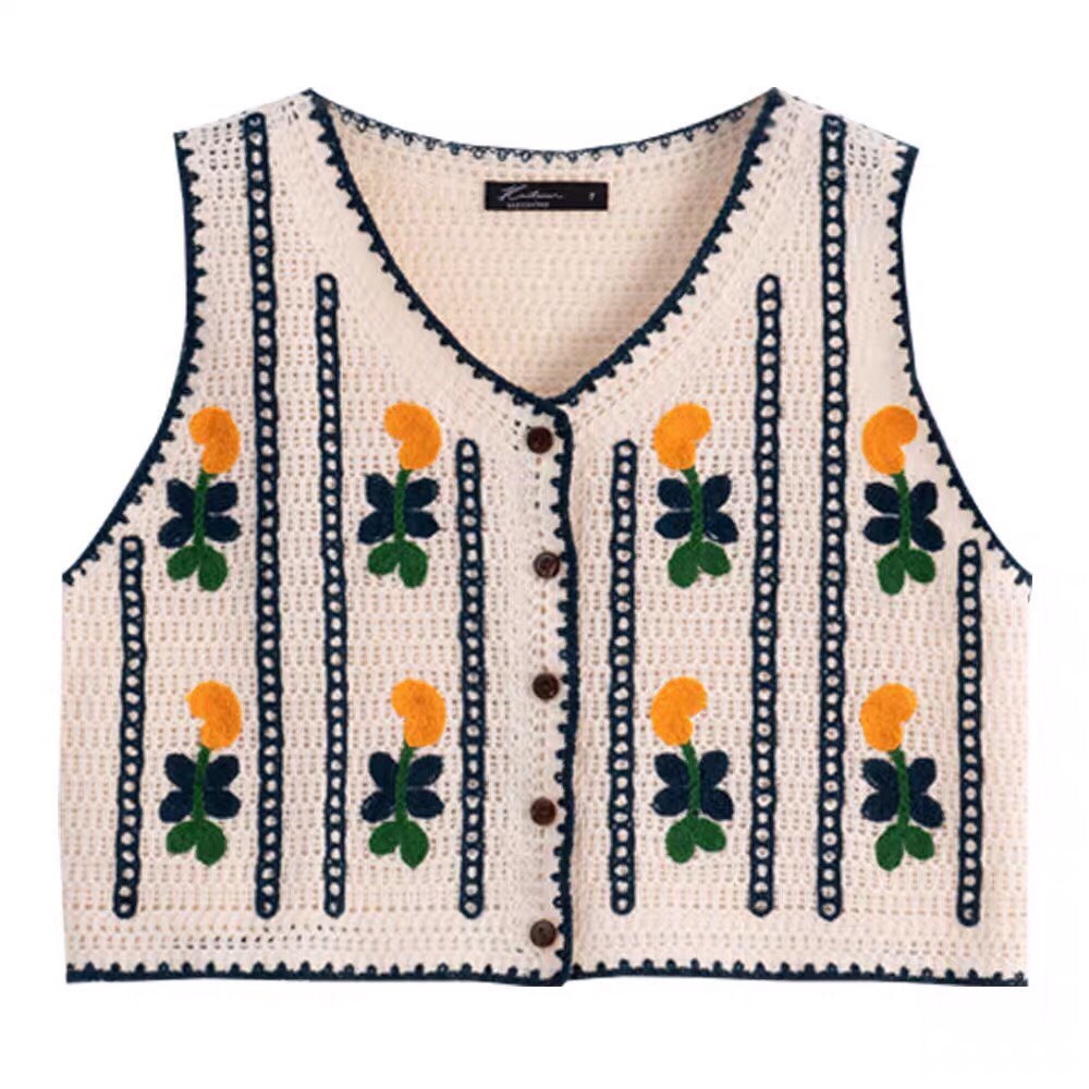 Áo gile hoa màu vàng vinatge cực dễ thương năng động cho nàng