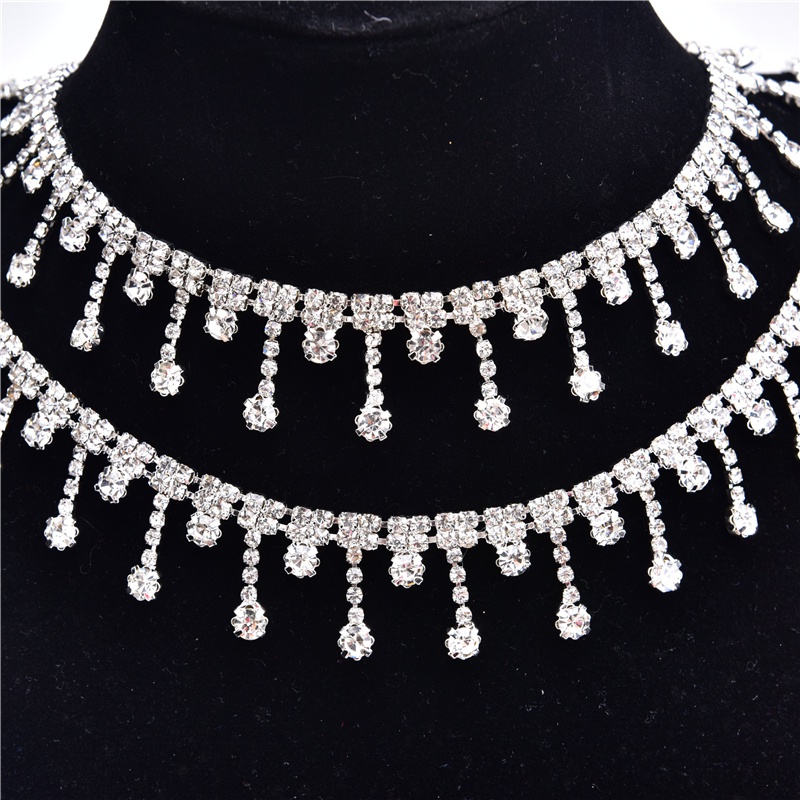 Vòng cổ Sợi Xích Dài 50cm / 100cm Mặt Kính Đính Đá Pha Lê Trang Trí Đầm Cưới DIY